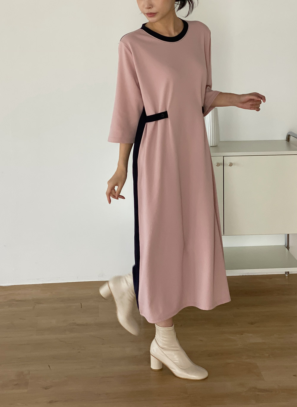 ウエストストラップ配色ワンピース | DHOLIC | 詳細画像8