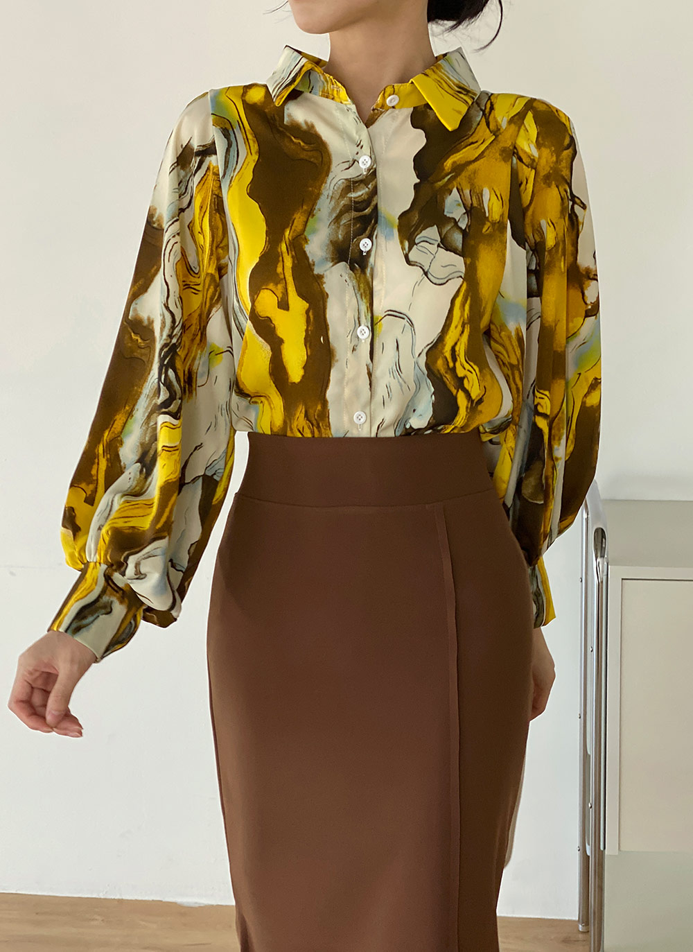 マーブルパフスリーブシャツ | DHOLIC | 詳細画像2