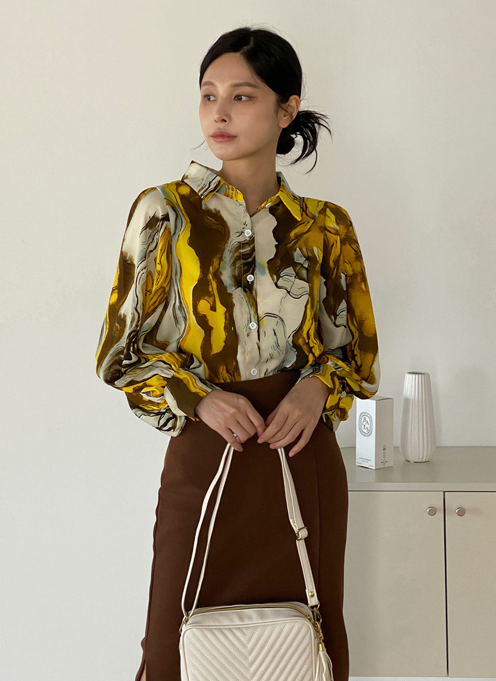 マーブルパフスリーブシャツ | DHOLIC | 詳細画像3