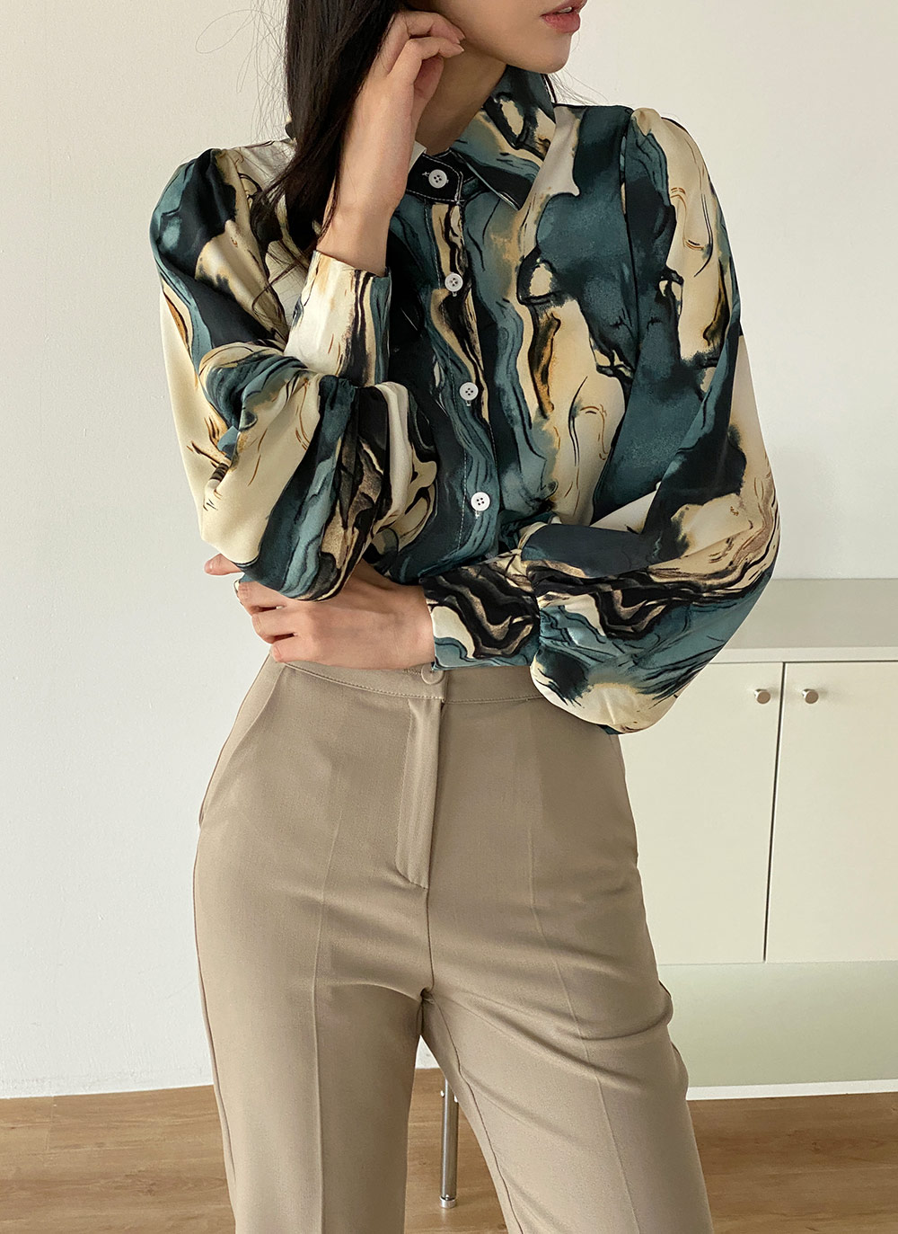 マーブルパフスリーブシャツ | DHOLIC | 詳細画像9