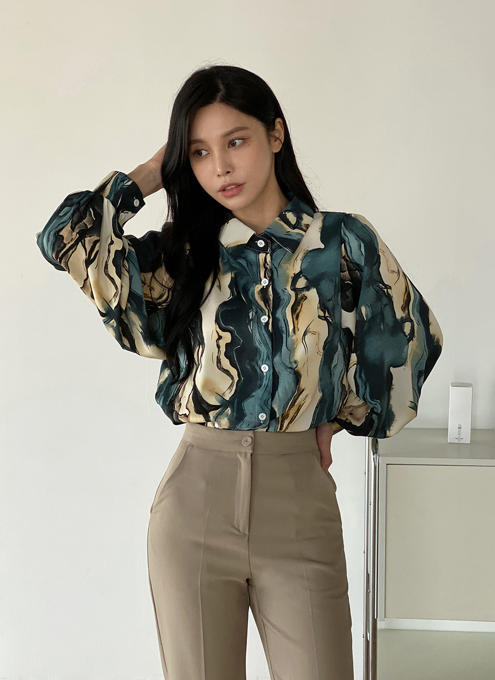 マーブルパフスリーブシャツ | DHOLIC | 詳細画像10