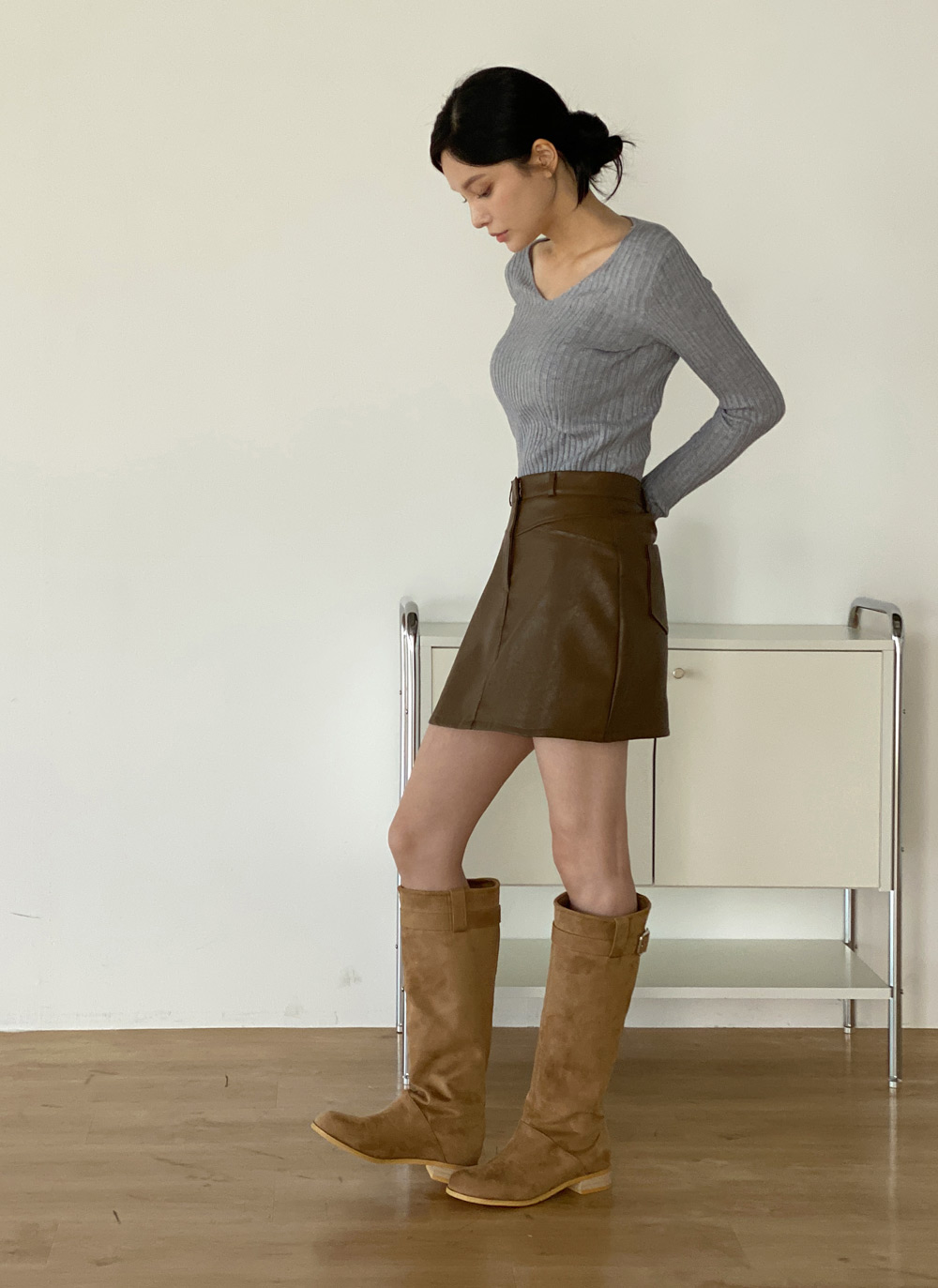 Vネックリブ長袖ニット | DHOLIC | 詳細画像10