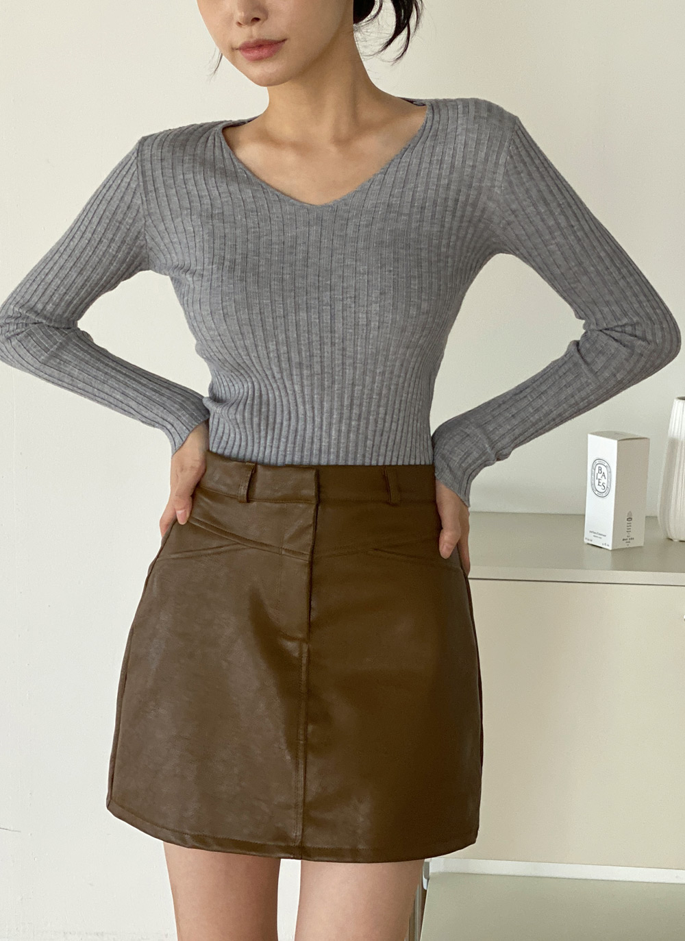 Vネックリブ長袖ニット | DHOLIC | 詳細画像11