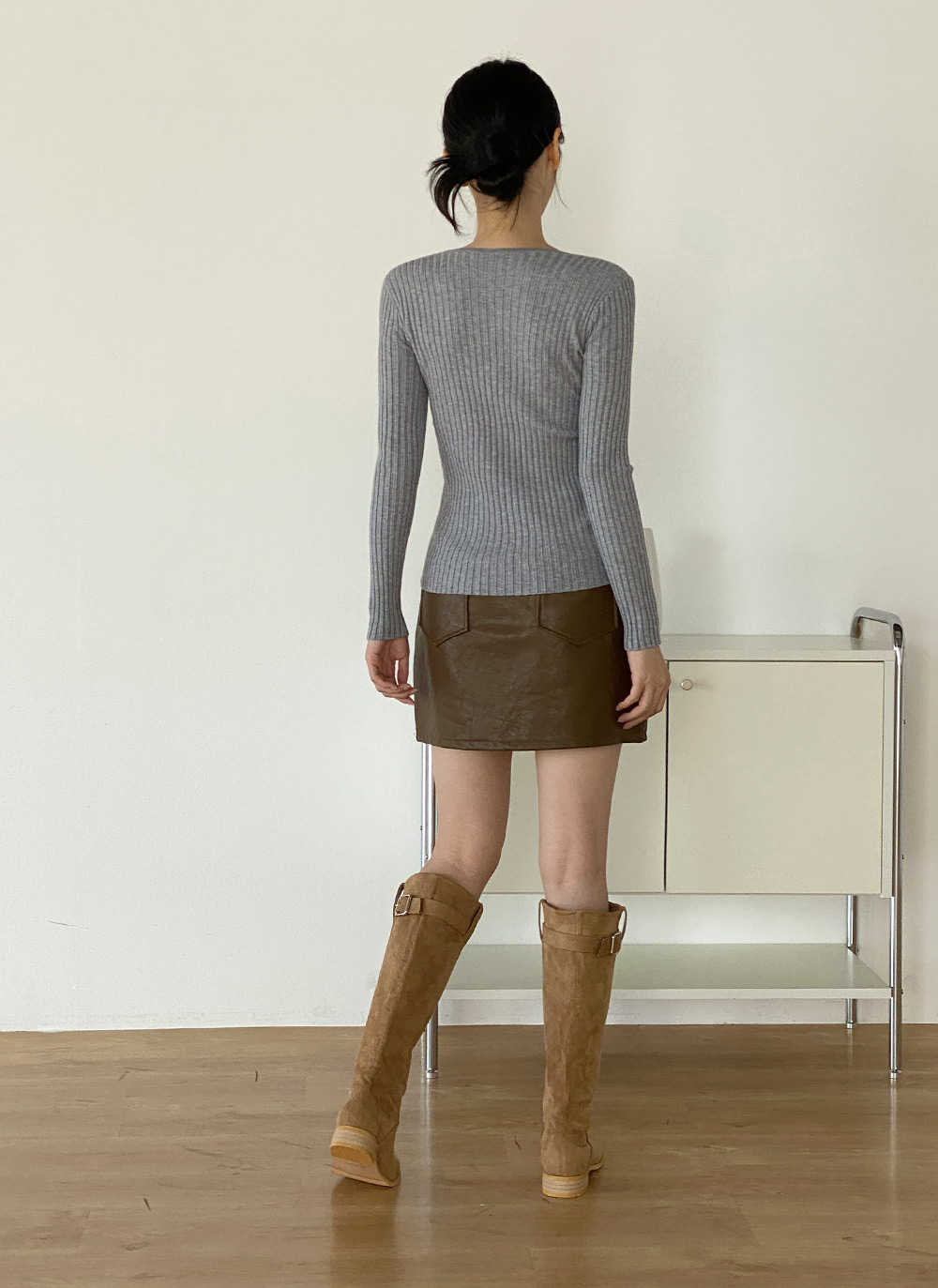 Vネックリブ長袖ニット | DHOLIC | 詳細画像12