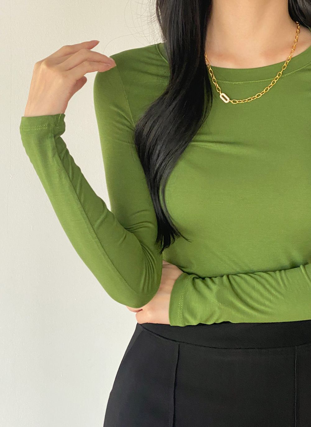 ラウンドクロップドタイトTシャツ | DHOLIC | 詳細画像7