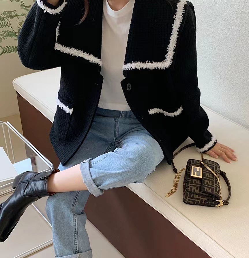 ツイード配色セーラーカラージャケット | レディースファッション通販