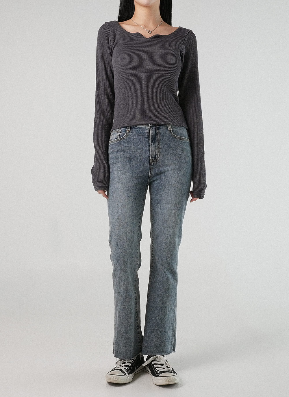 スリットネックリブTシャツ | DHOLIC | 詳細画像2