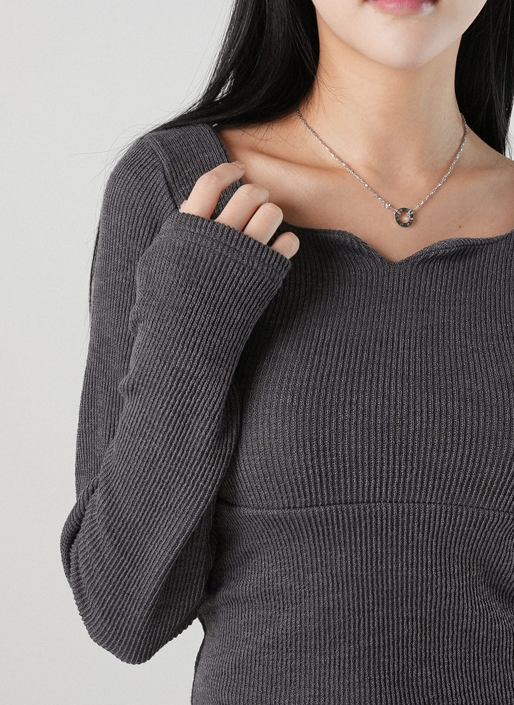 スリットネックリブTシャツ | DHOLIC | 詳細画像6