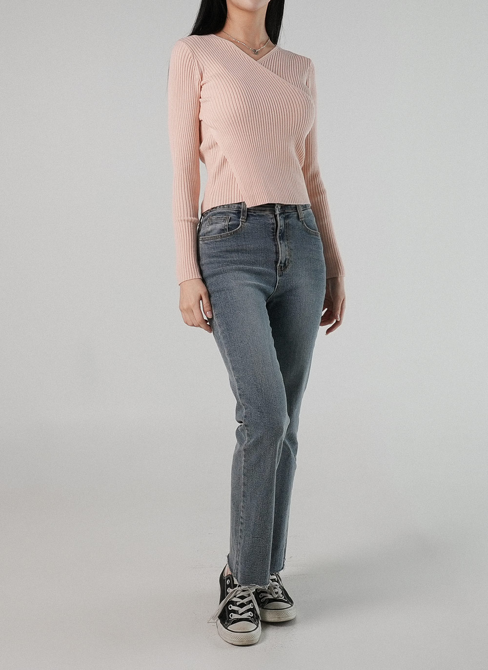 カシュクールVネックリブニット | DHOLIC | 詳細画像2