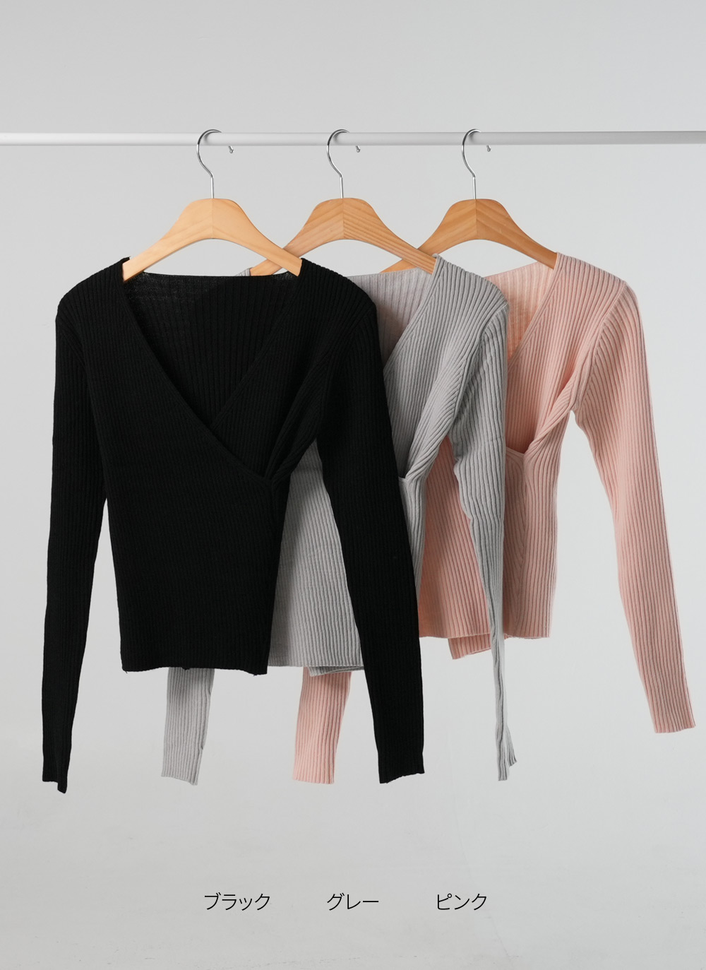 カシュクールVネックリブニット | DHOLIC | 詳細画像12