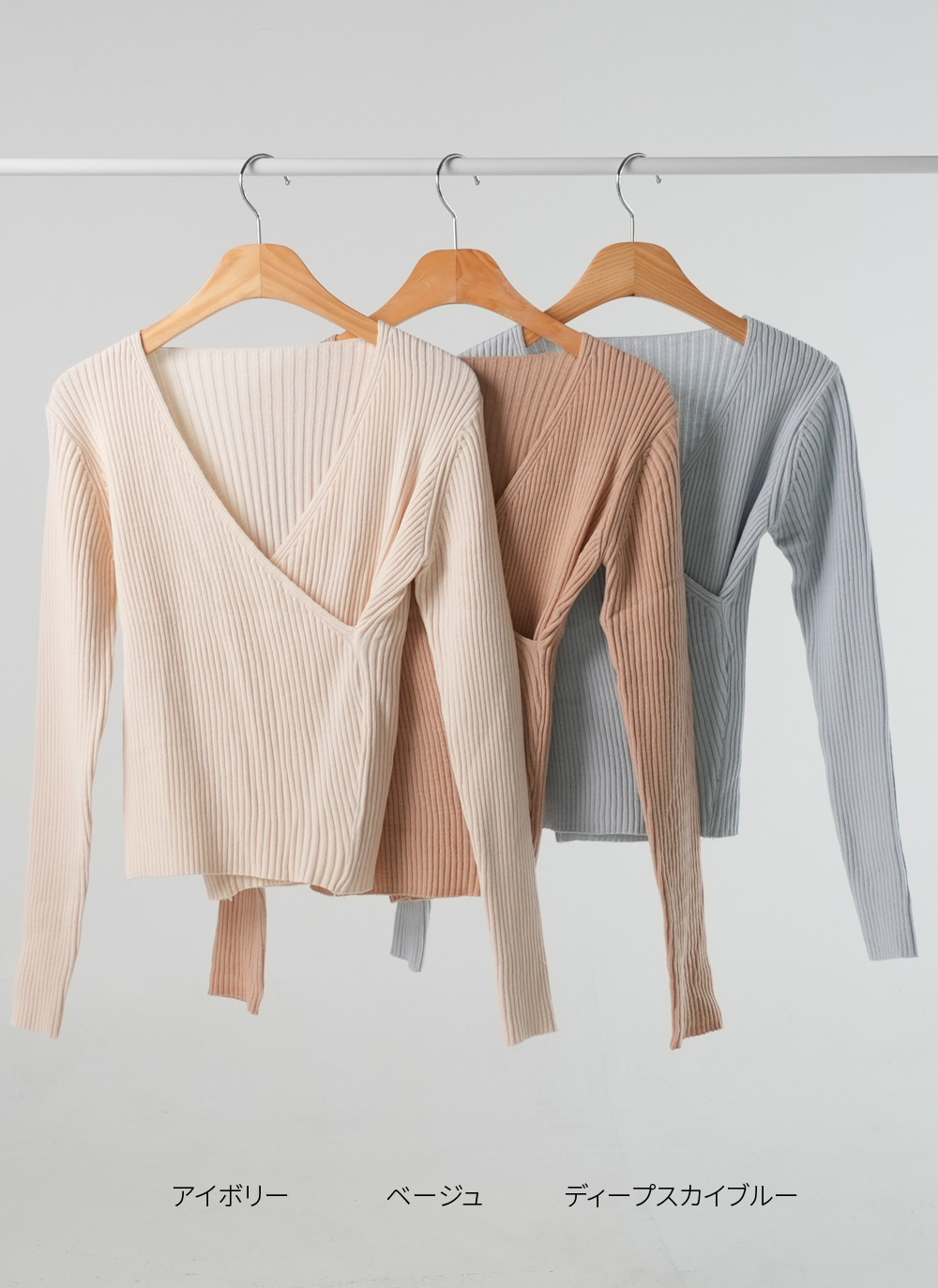 カシュクールVネックリブニット | DHOLIC | 詳細画像13