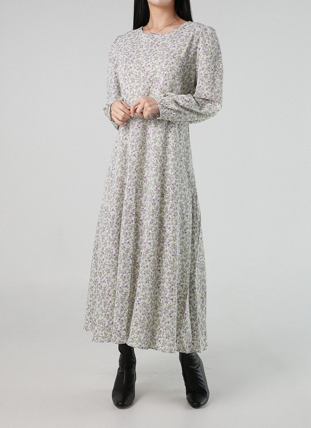 花柄パフリボンワンピース | DHOLIC | 詳細画像4