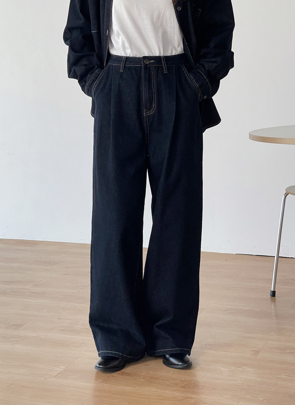 ダークデニム シャツとパンツのセット ジャケット メンズ アウター トップス シャツ デニムパンツ