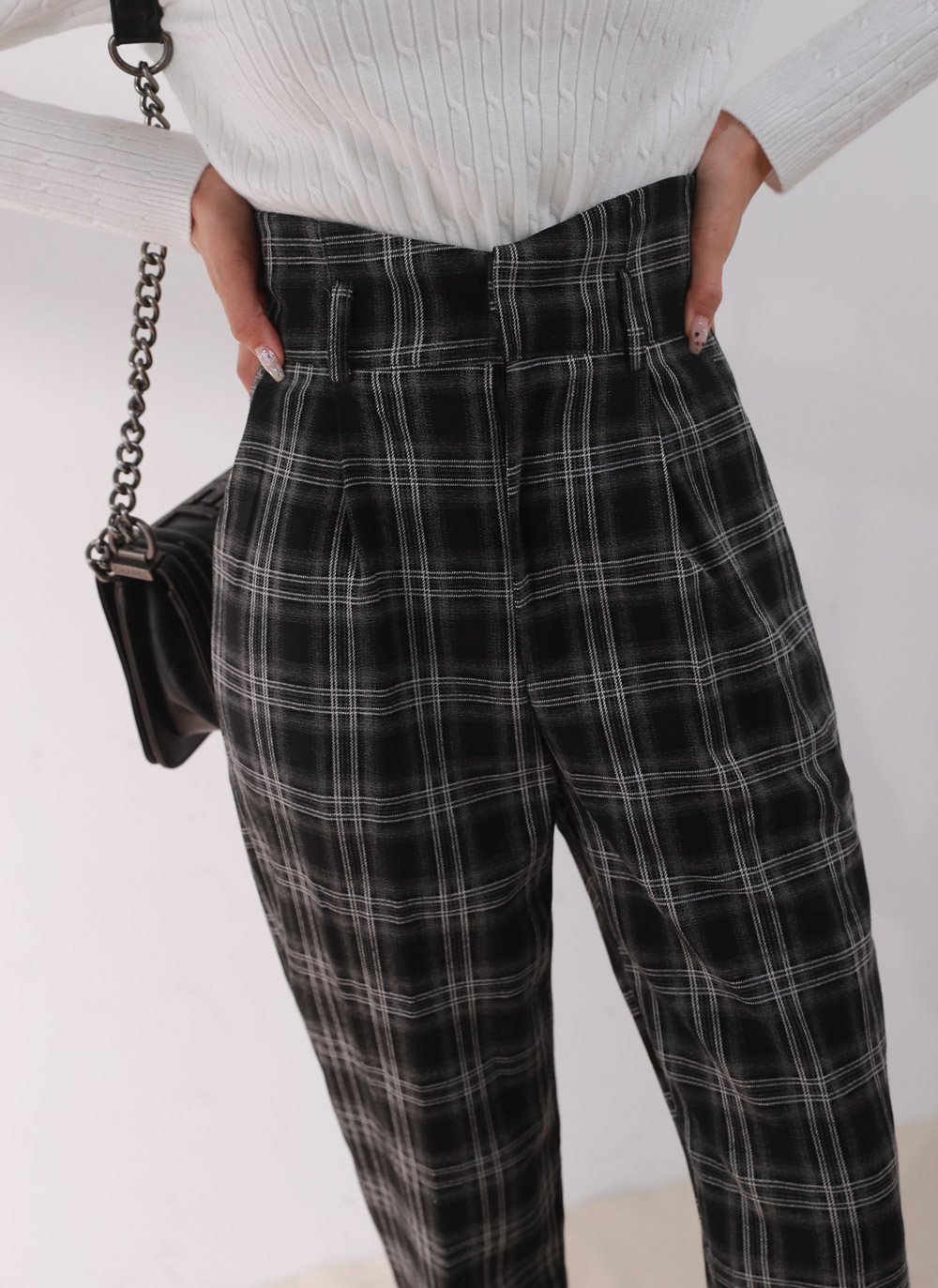 ハイウエストチェックスラックス | DHOLIC | 詳細画像3