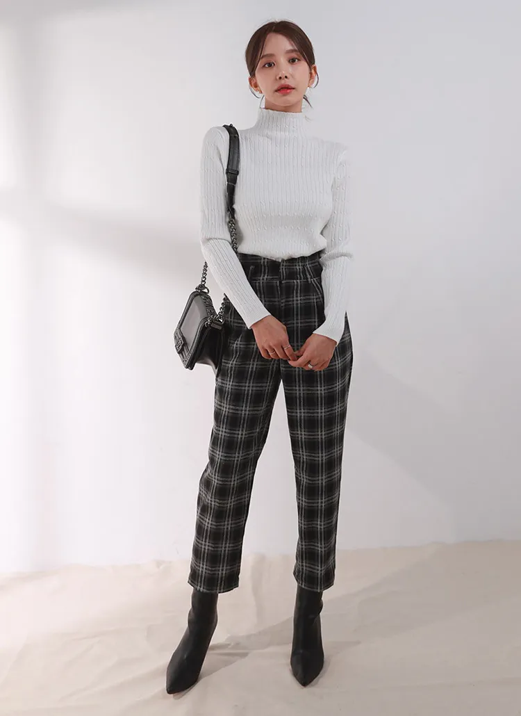 ハイウエストチェックスラックス | DHOLIC | 詳細画像1