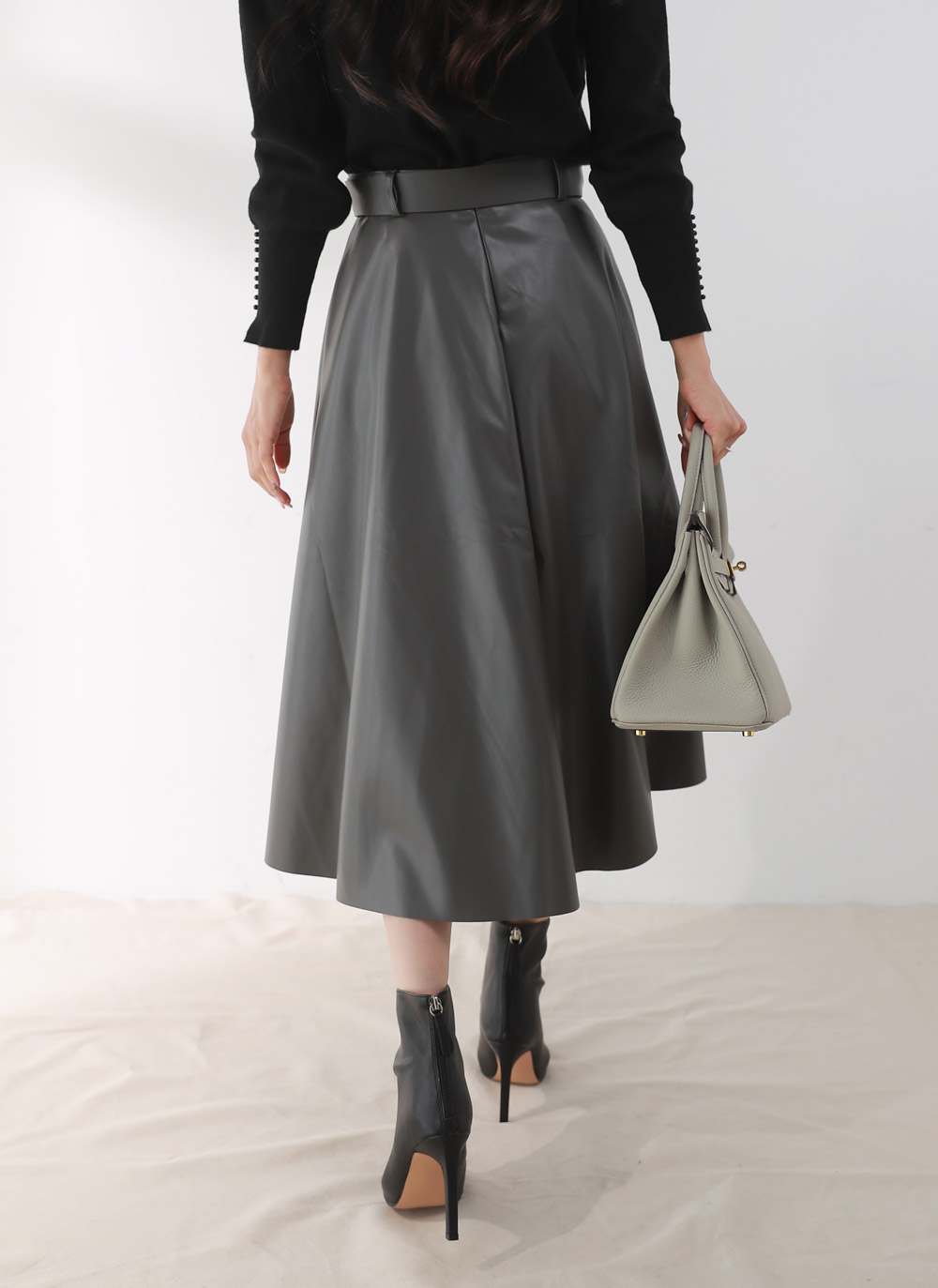 ベルト付レザー調フレアスカート | DHOLIC | 詳細画像4