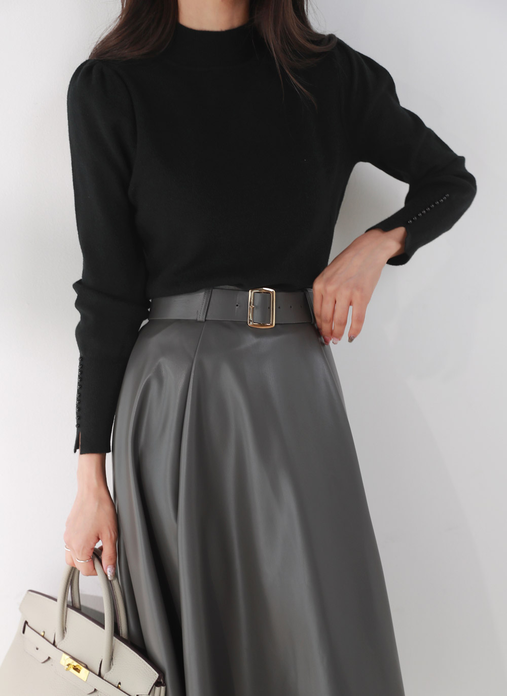 ベルト付レザー調フレアスカート | DHOLIC | 詳細画像7