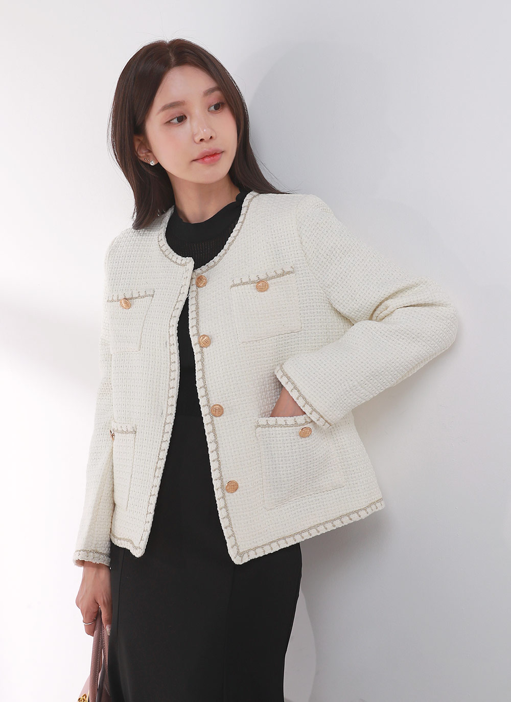 ゴールドボタンポケットツイードジャケット | DHOLIC | 詳細画像2