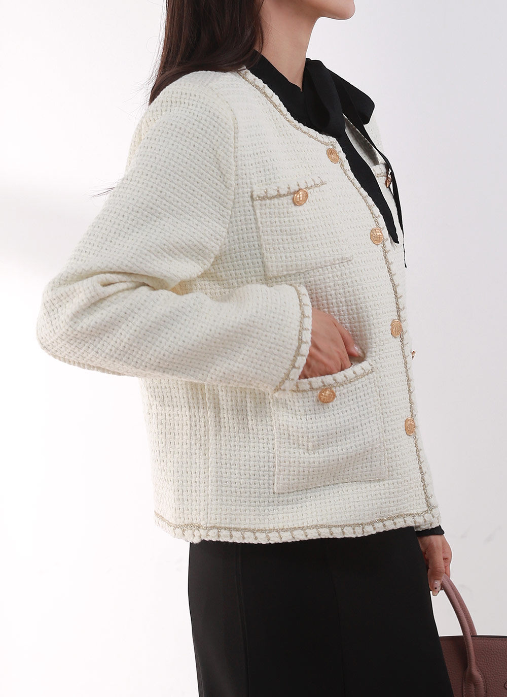 ゴールドボタンポケットツイードジャケット | DHOLIC | 詳細画像4