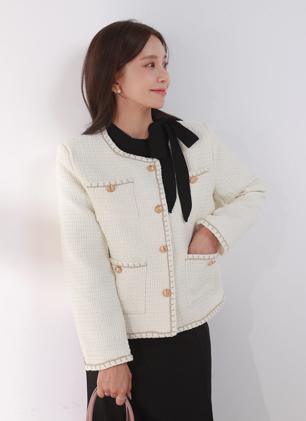 ゴールドボタンポケットツイードジャケット | DHOLIC | 詳細画像7