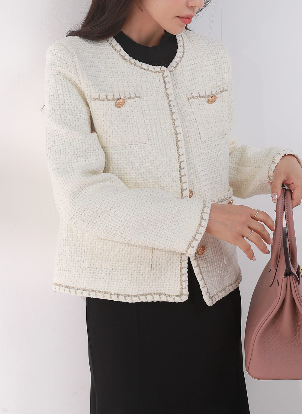 ゴールドボタンポケットツイードジャケット | DHOLIC | 詳細画像8