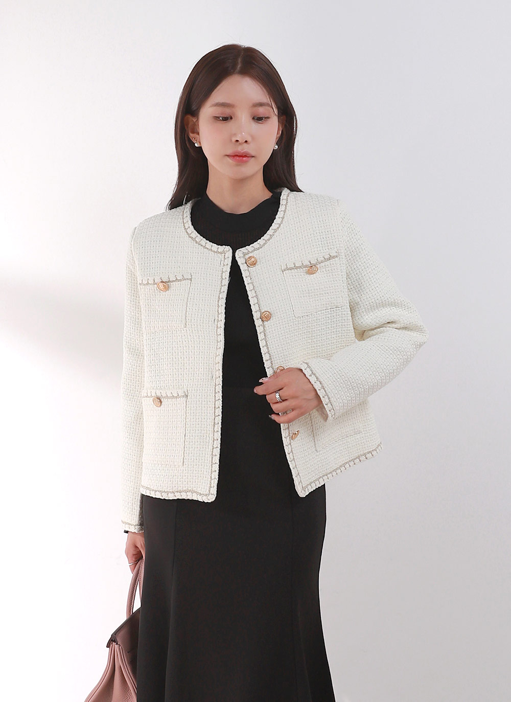 ゴールドボタンポケットツイードジャケット | DHOLIC | 詳細画像10