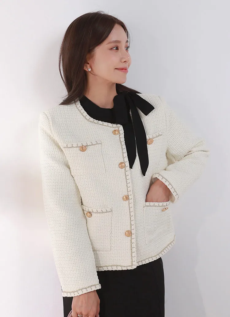 ゴールドボタンポケットツイードジャケット | DHOLIC | 詳細画像1