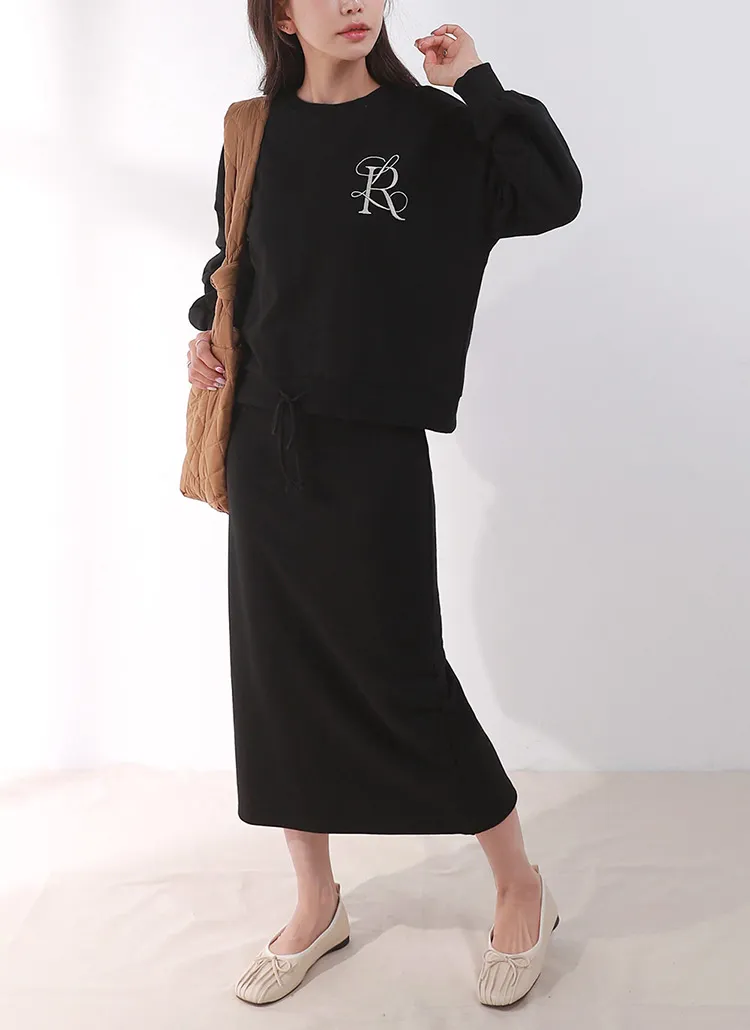 ストリングR刺繍スウェット&スカートSET | DHOLIC | 詳細画像1