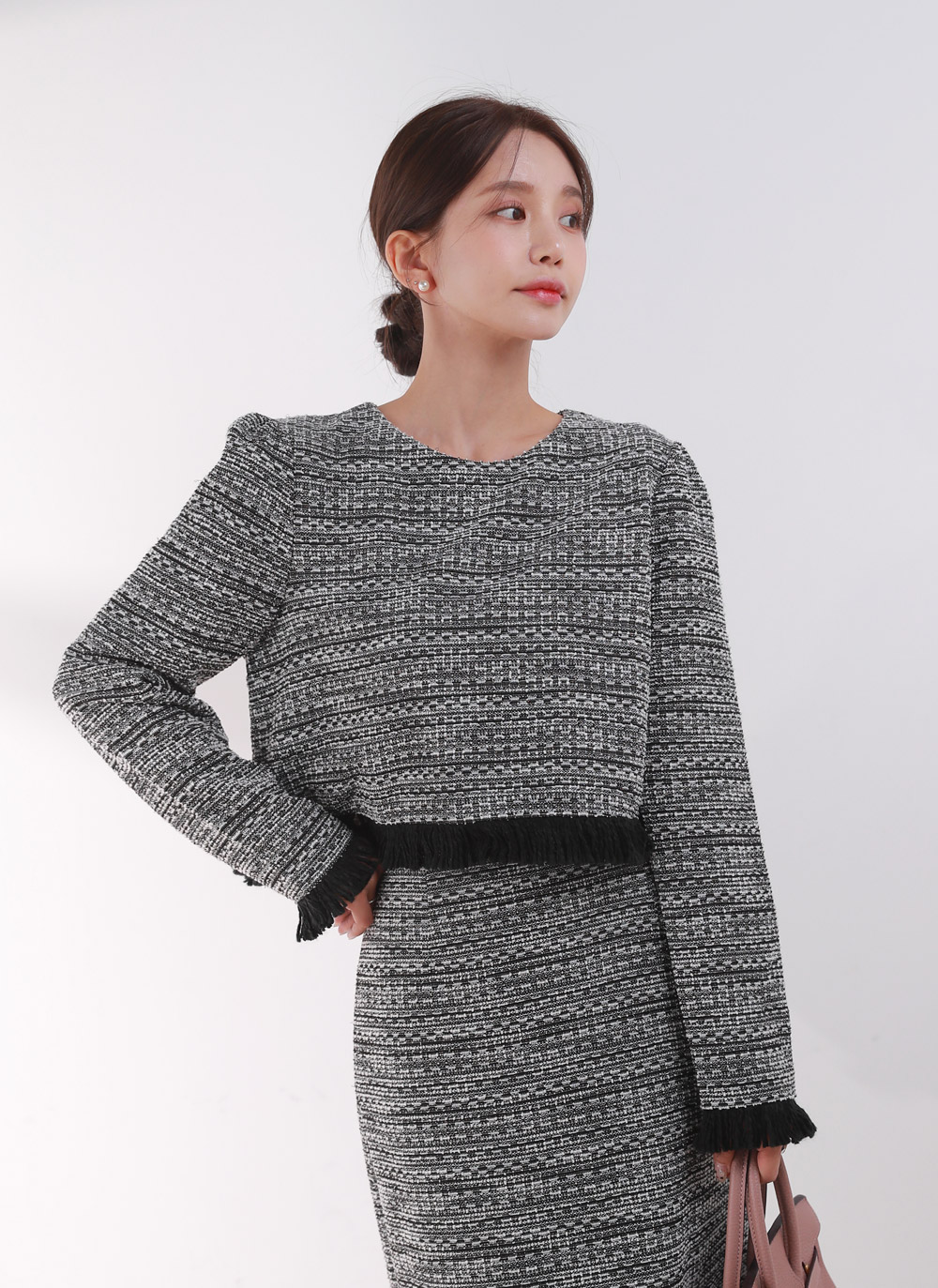 フリンジツイードブラウス&スカートSET | DHOLIC | 詳細画像6