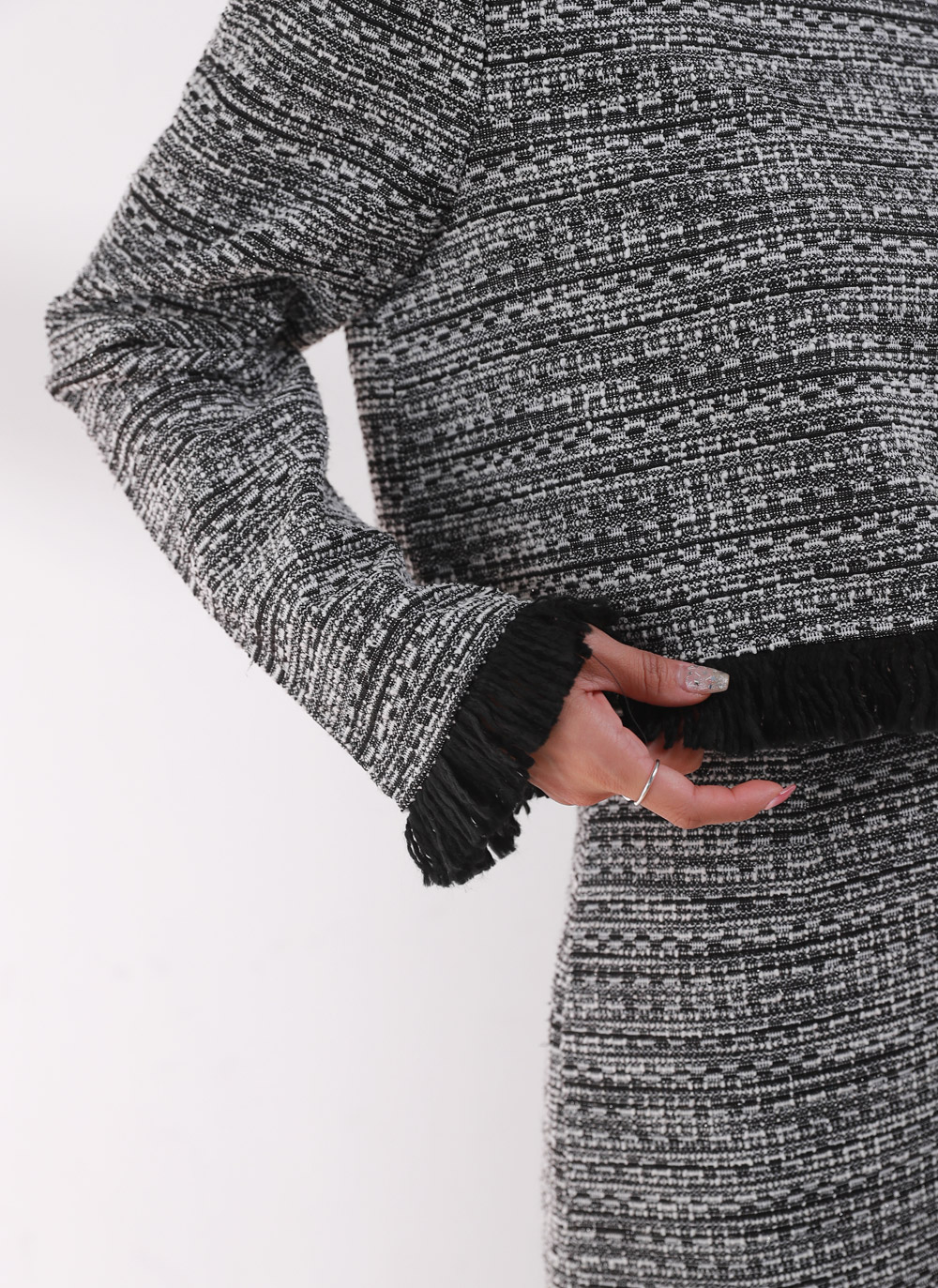 フリンジツイードブラウス&スカートSET | DHOLIC | 詳細画像8