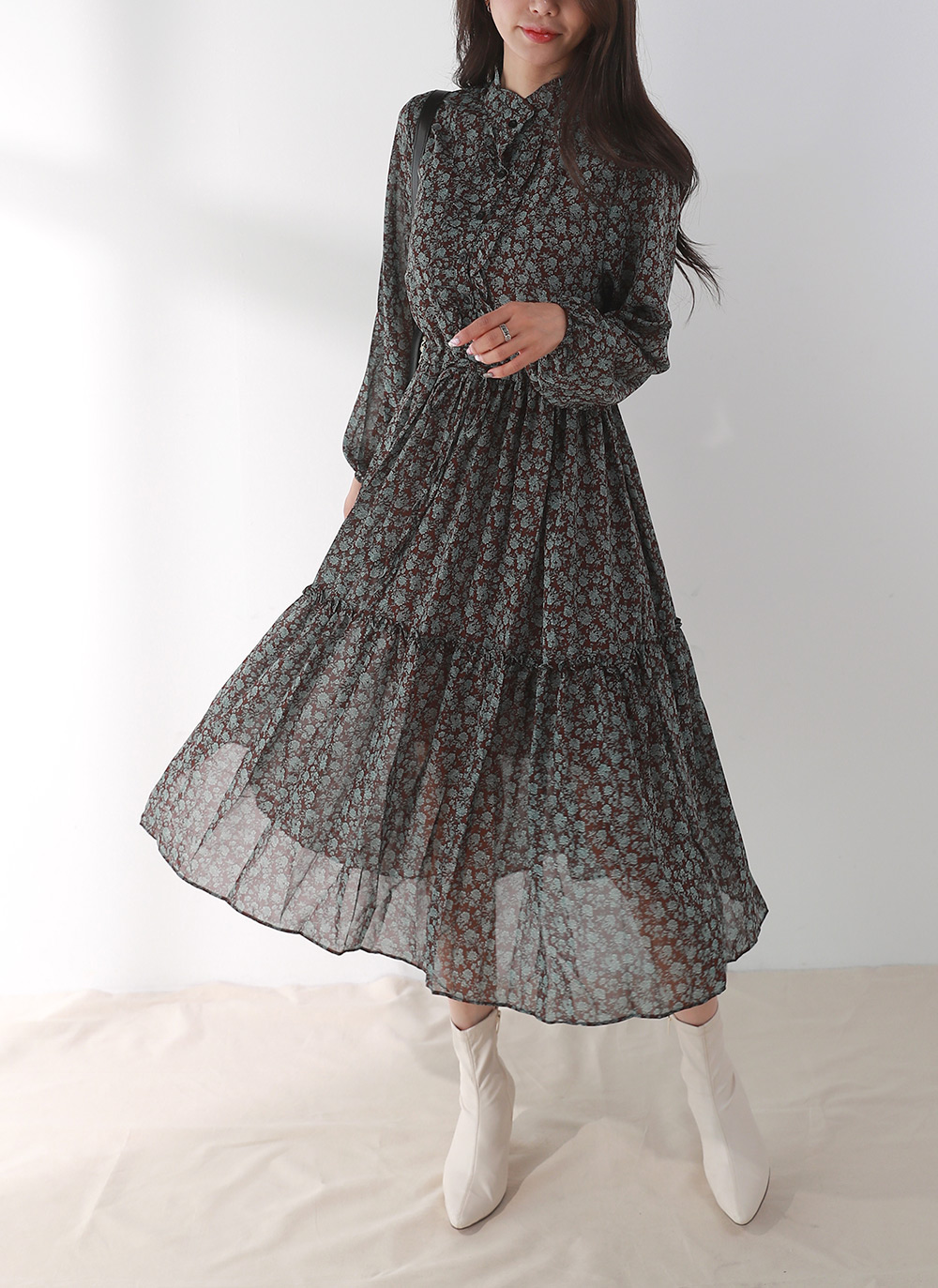 ストリング花柄フリルワンピース | DHOLIC | 詳細画像9