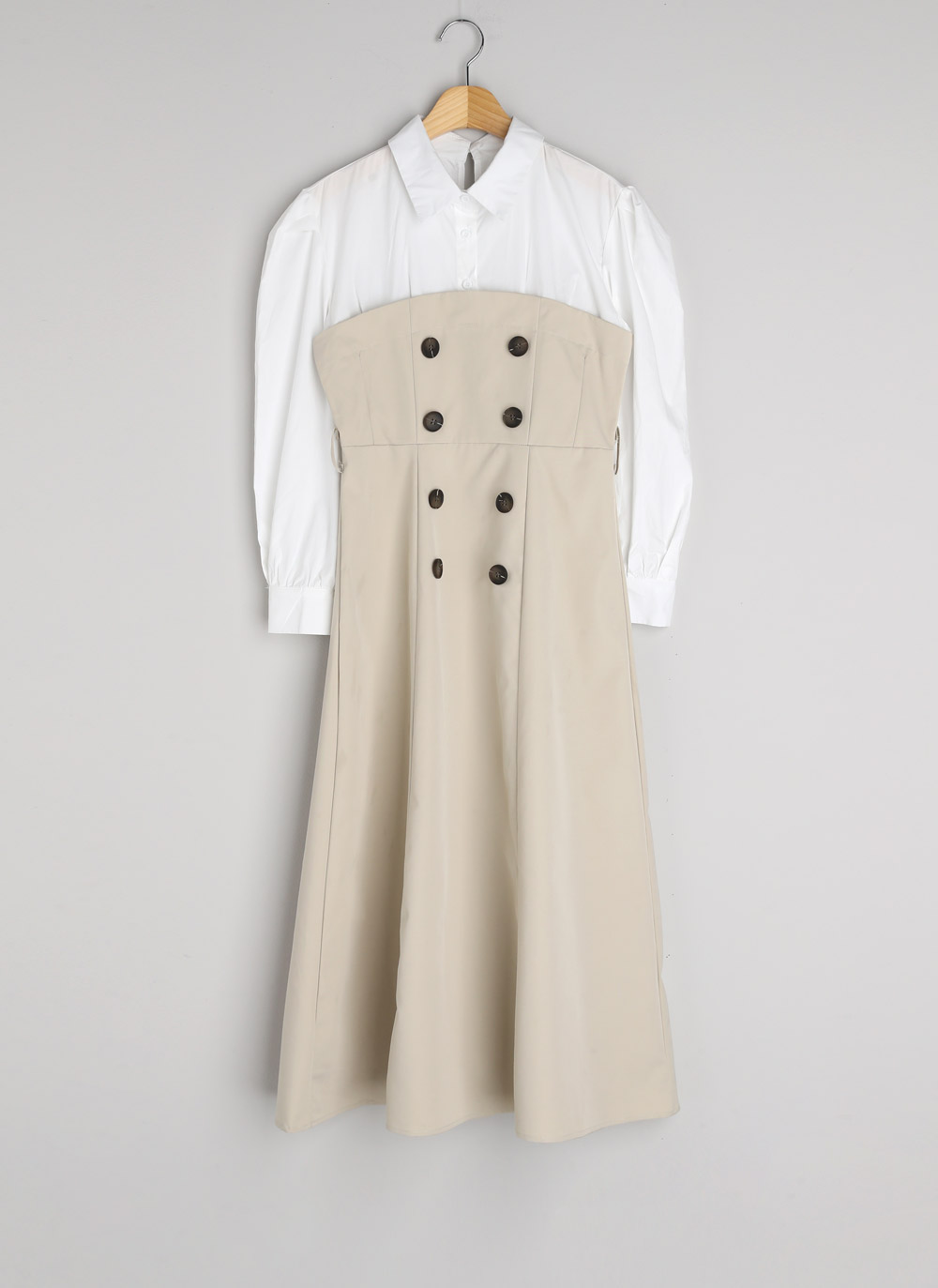 ベルト付ダブルボタン配色シャツワンピース | DHOLIC | 詳細画像17