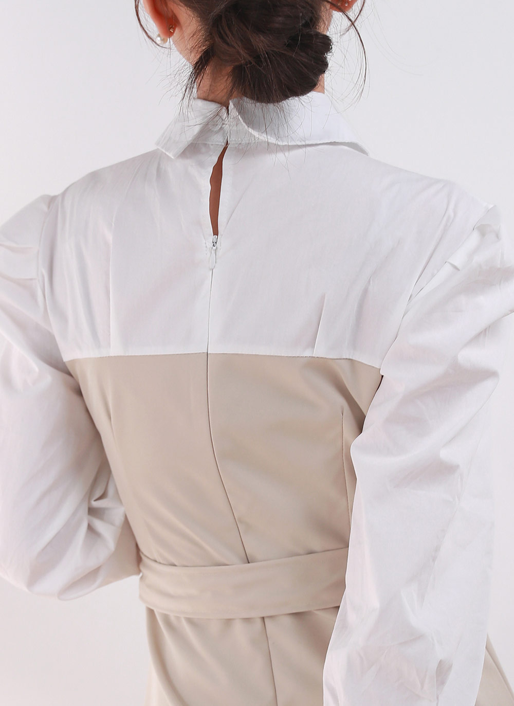 ベルト付ダブルボタン配色シャツワンピース | DHOLIC | 詳細画像6