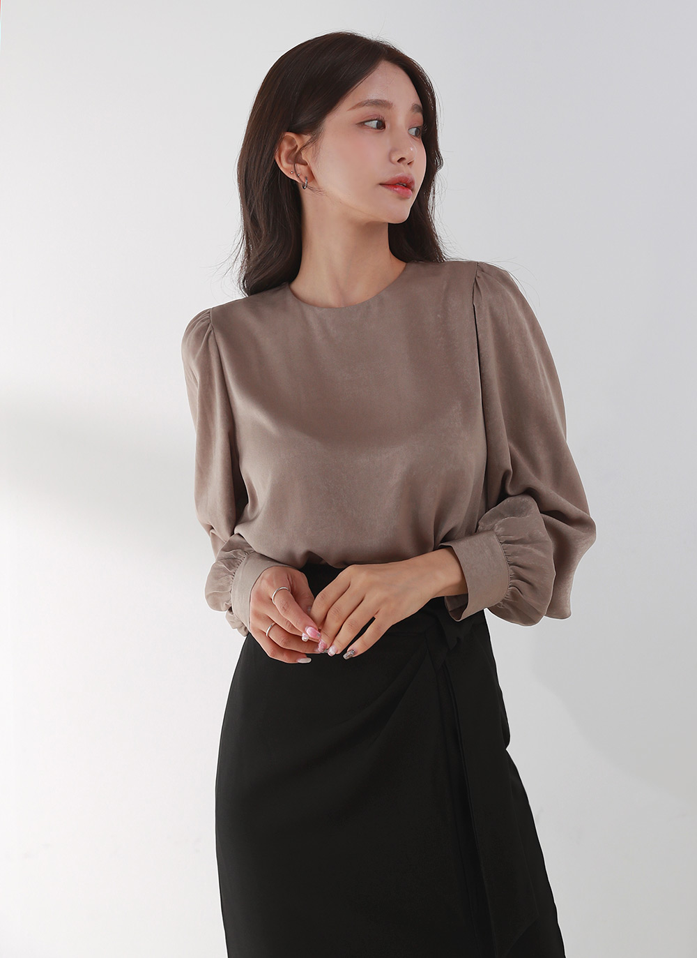 パール調ネックレス付シルキーブラウス | DHOLIC | 詳細画像8