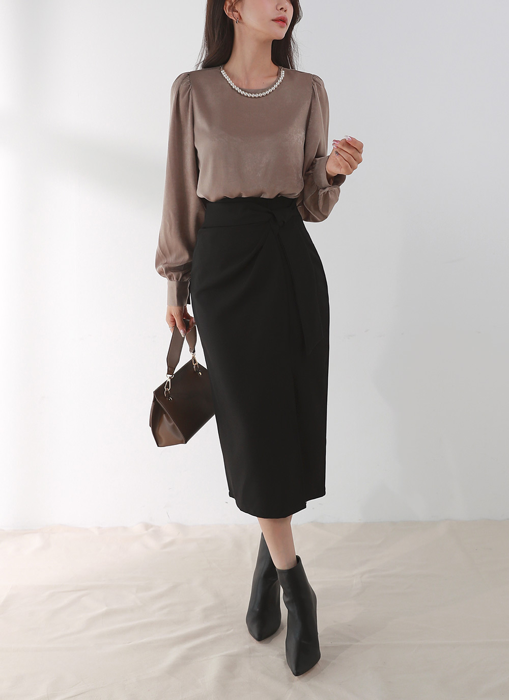 パール調ネックレス付シルキーブラウス | DHOLIC | 詳細画像9