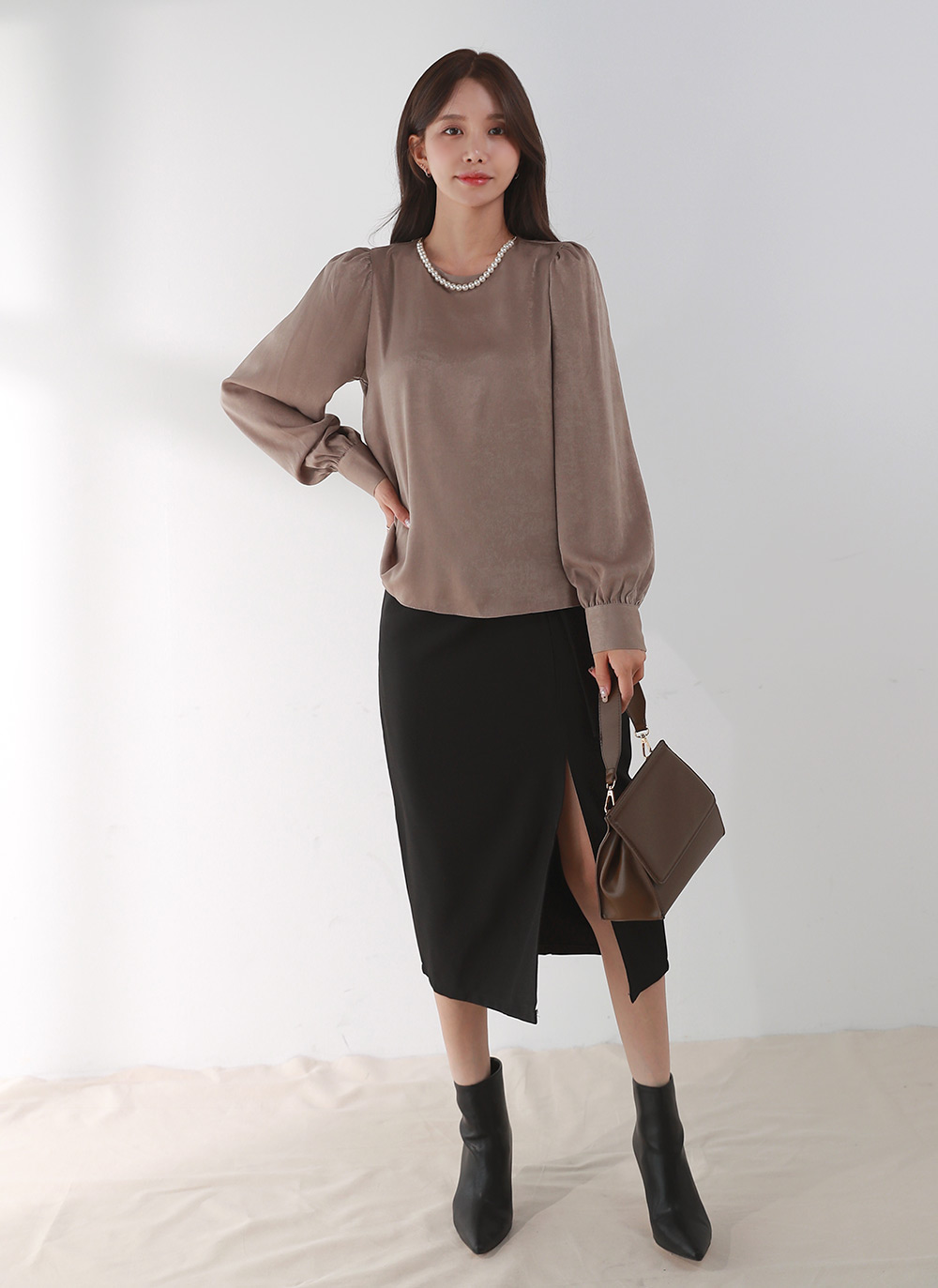 パール調ネックレス付シルキーブラウス | DHOLIC | 詳細画像10