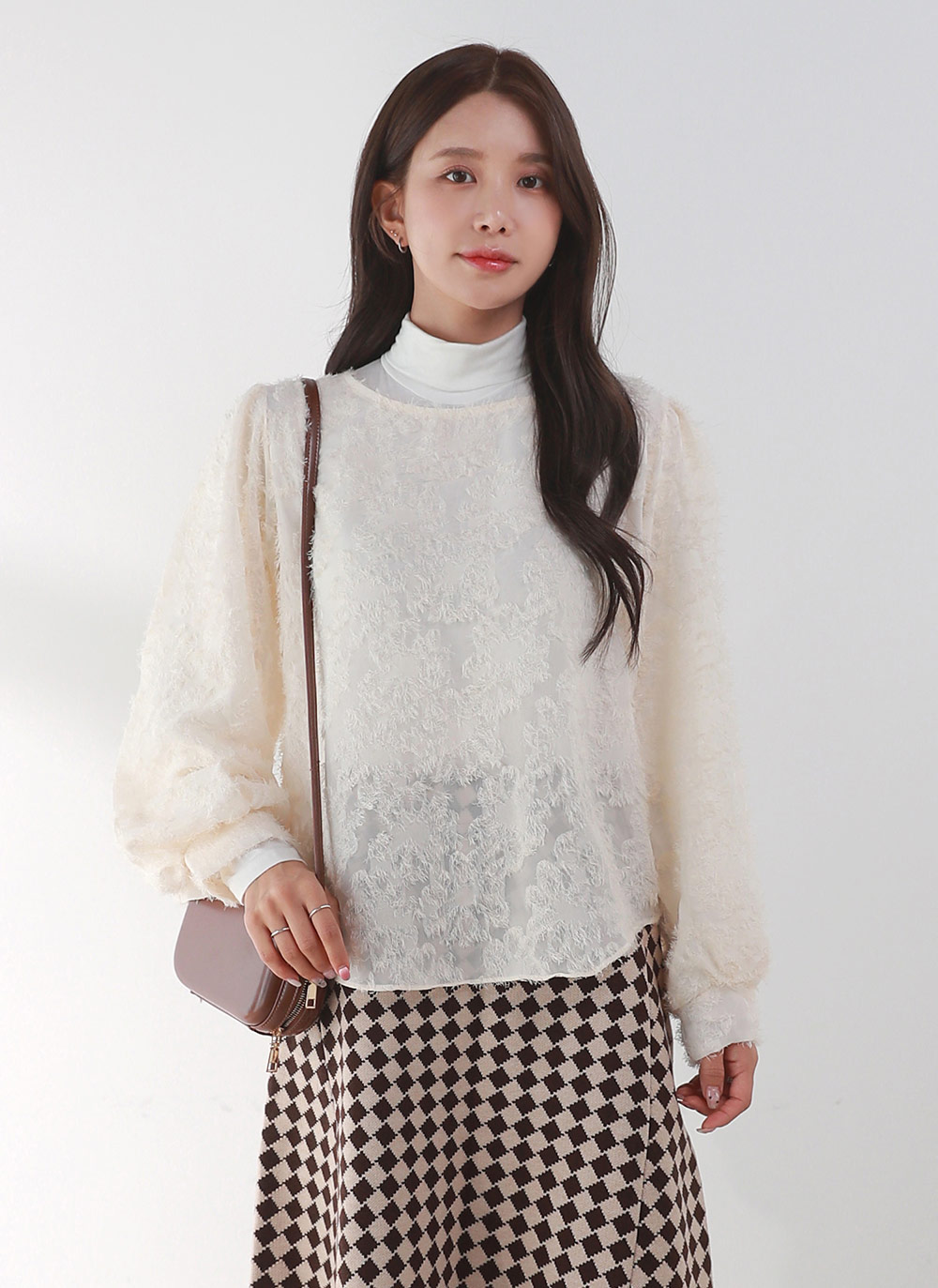 フェザー調花柄パフブラウス | DHOLIC | 詳細画像12