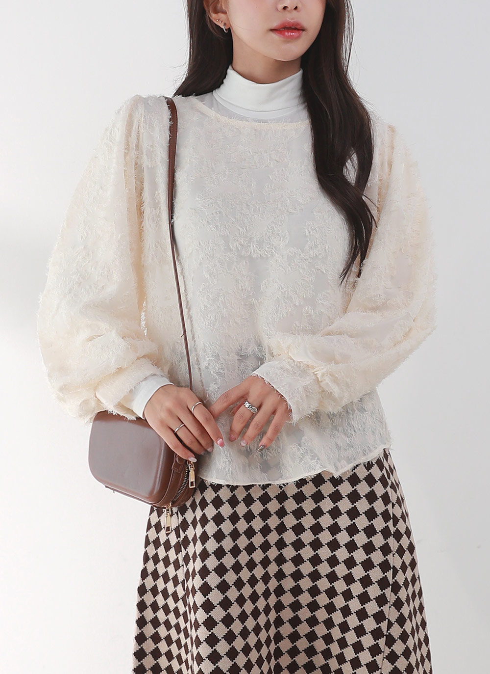 フェザー調花柄パフブラウス | DHOLIC | 詳細画像13