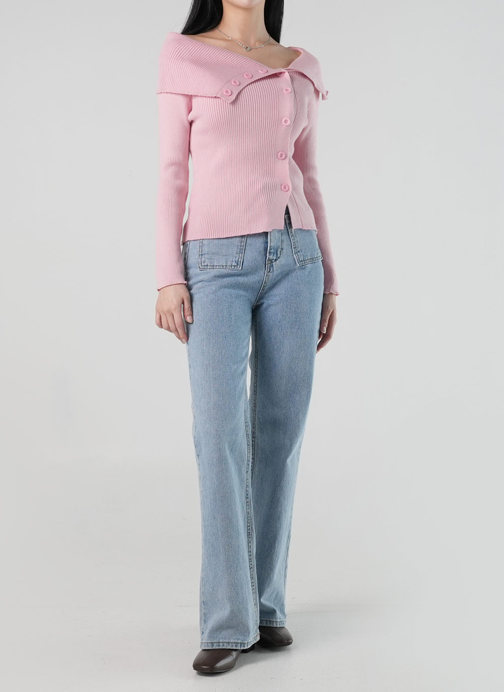 2WAYカラーダイアゴナルボタンリブニット | DHOLIC | 詳細画像2