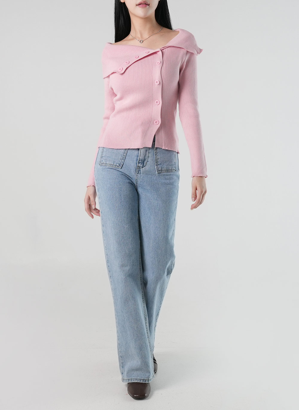 2WAYカラーダイアゴナルボタンリブニット | DHOLIC | 詳細画像3