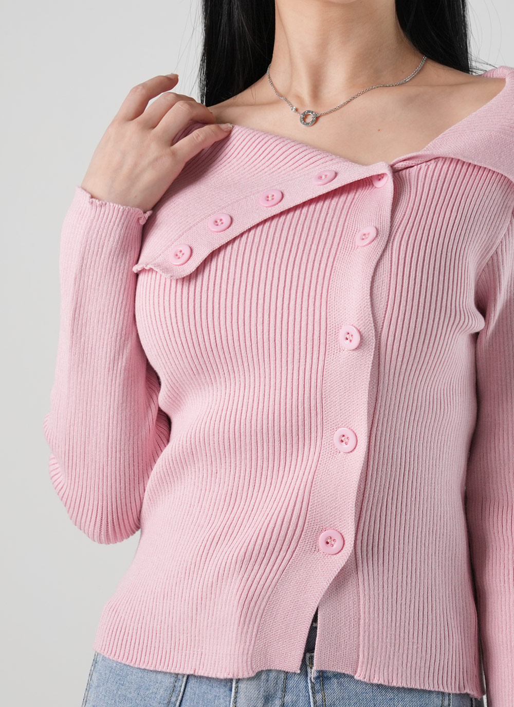 2WAYカラーダイアゴナルボタンリブニット | DHOLIC | 詳細画像7