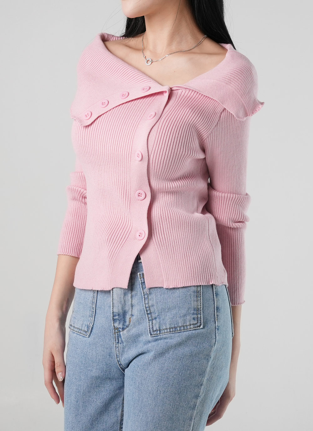 2WAYカラーダイアゴナルボタンリブニット | DHOLIC | 詳細画像5