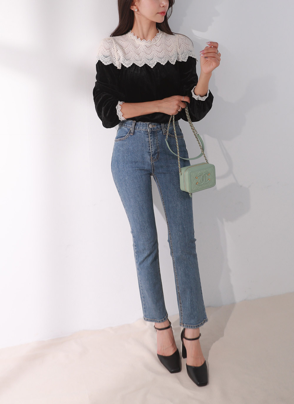 ショルダーレースベロアパフブラウス | DHOLIC | 詳細画像6