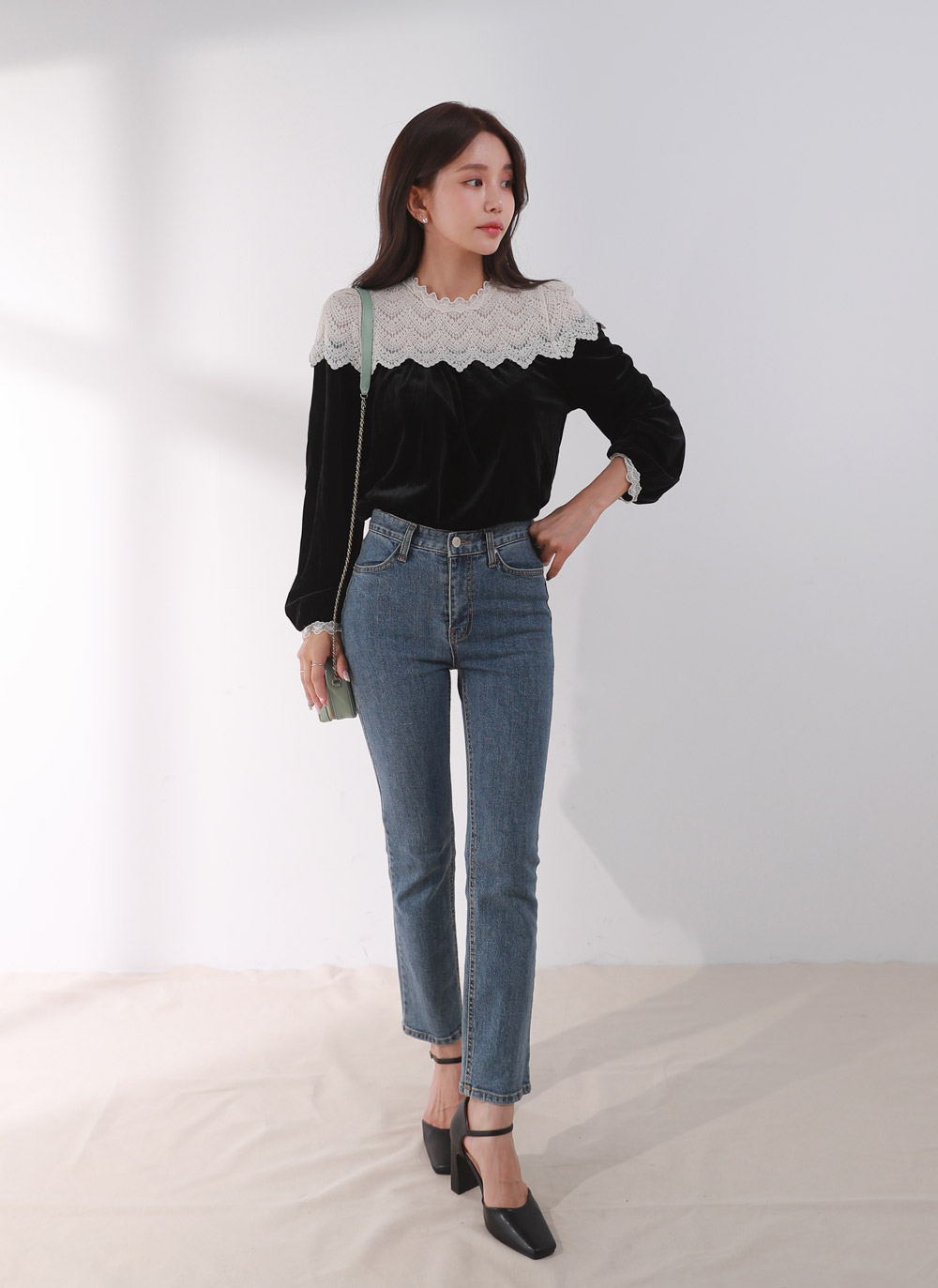 ショルダーレースベロアパフブラウス | DHOLIC | 詳細画像9