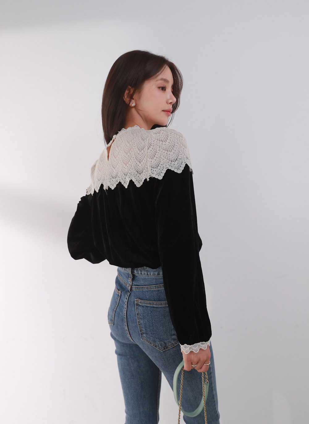 ショルダーレースベロアパフブラウス | DHOLIC | 詳細画像10