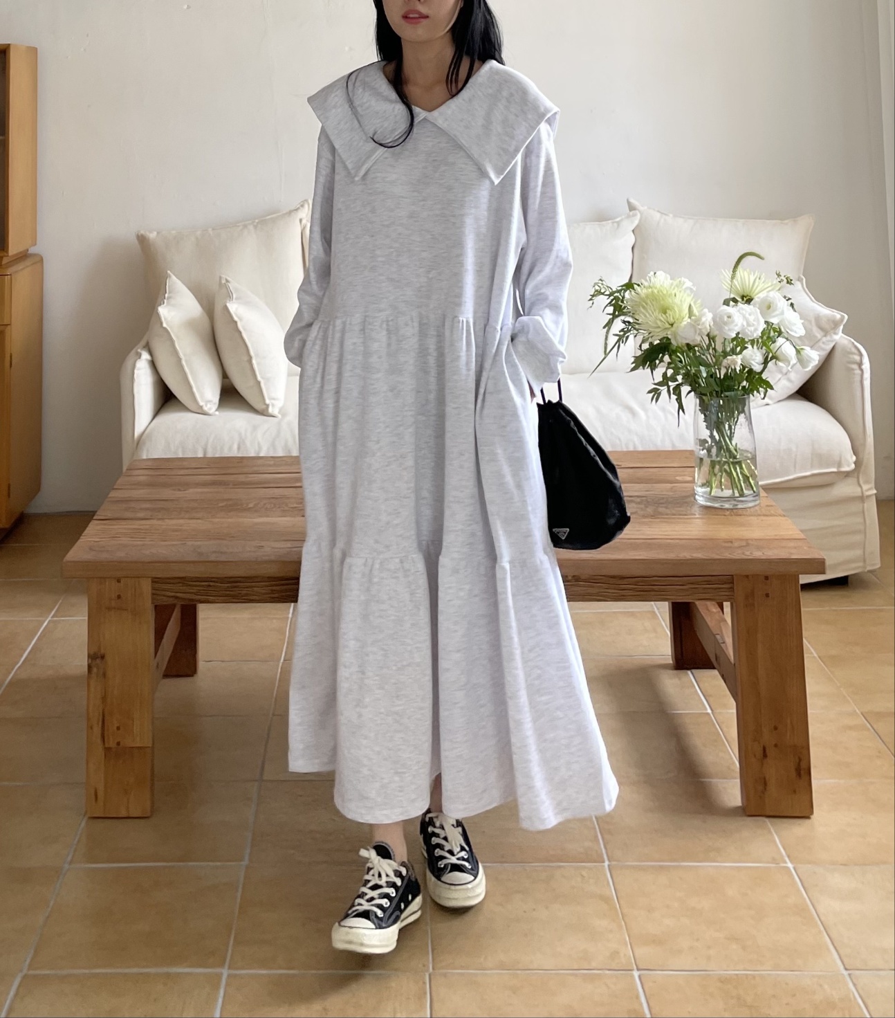 セーラーカラースウェットティアードワンピース | レディース