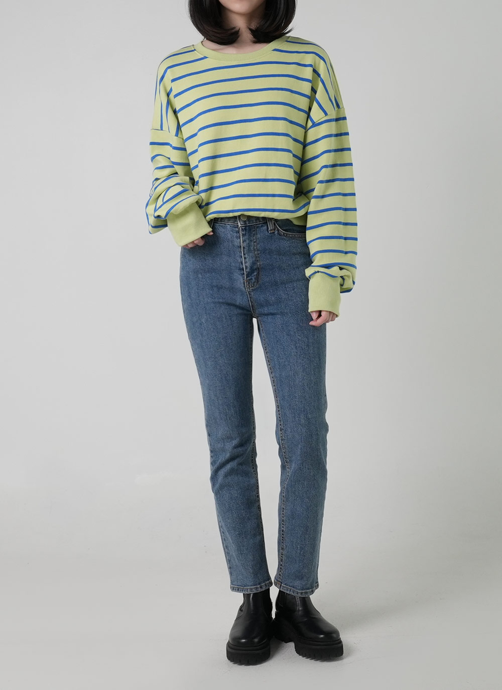 ドロップショルダーボーダースウェット | DHOLIC | 詳細画像2