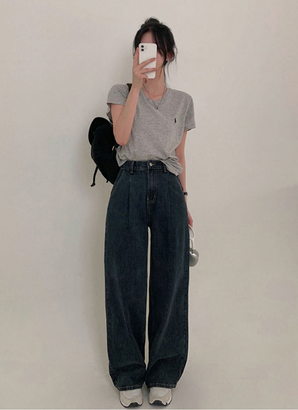 3TYPEハイウエストピンタックワイドデニムパンツ | レディース