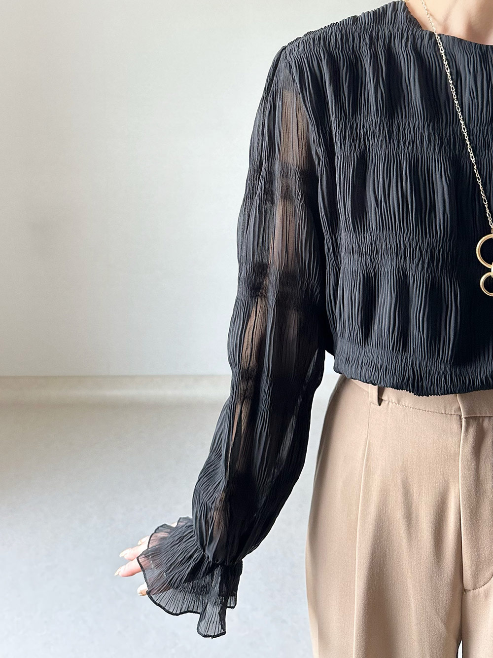 袖ギャザーリンクルブラウス | 詳細画像7