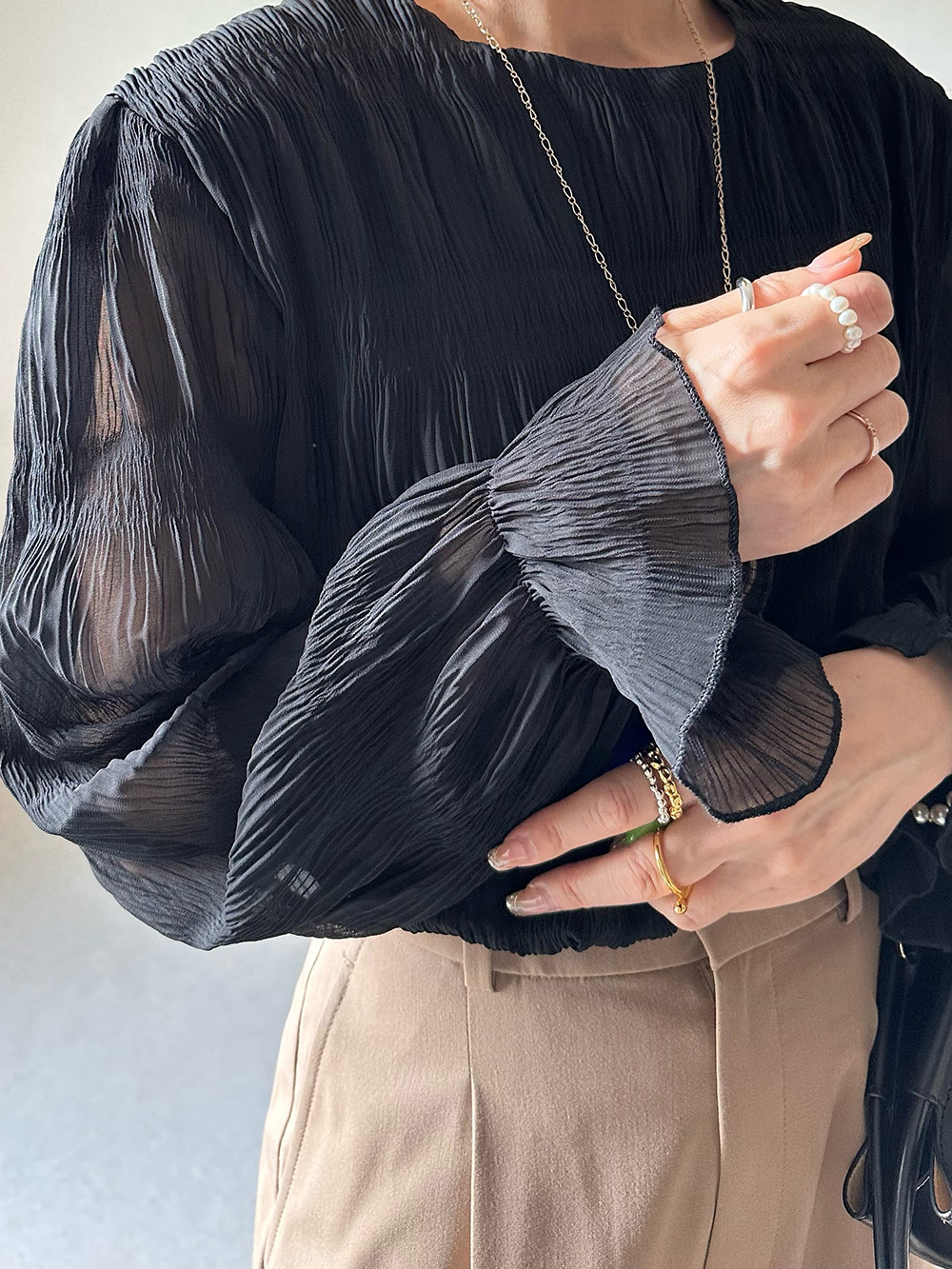 袖ギャザーリンクルブラウス | 詳細画像8